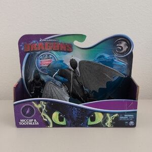 NIB - DreamWorks Dragons Hiccup & Toothless Action Figures - Blue and Gray